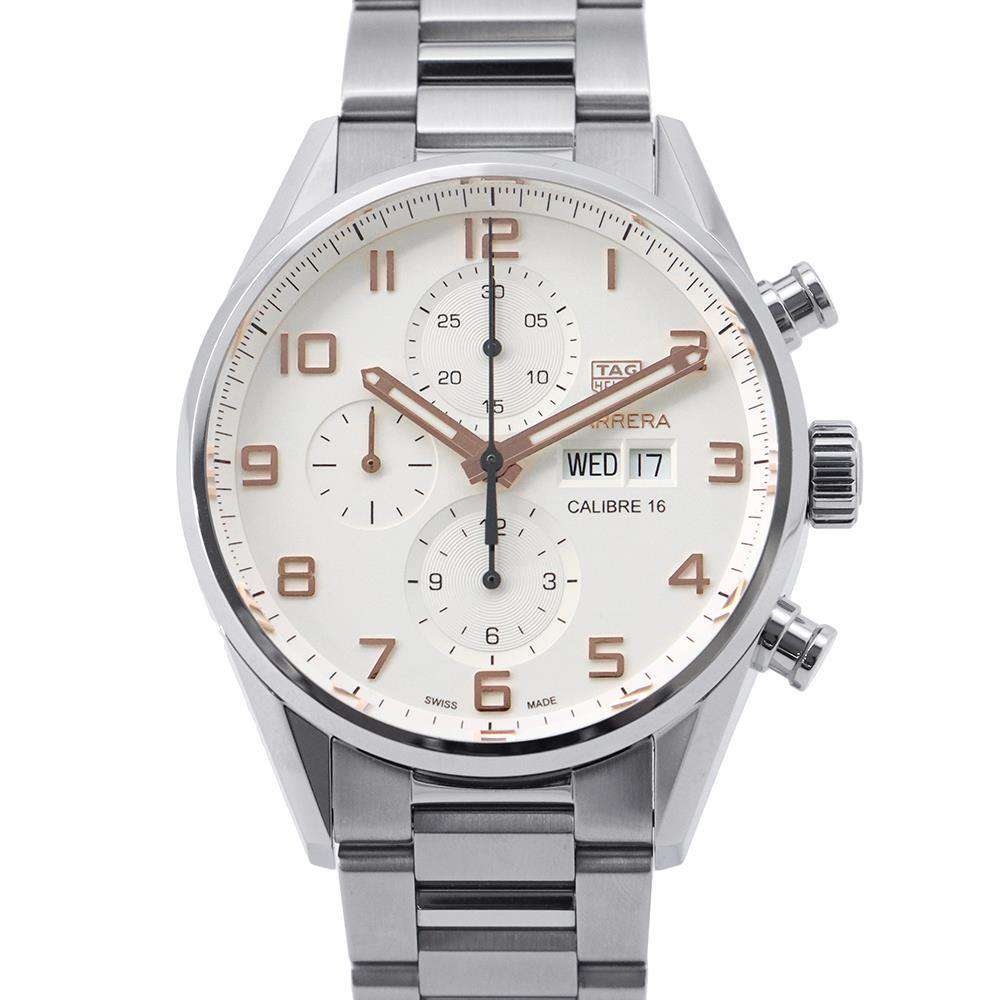 TAG HEUER Carrera Chronograph Caliber 16 Day-Date W43mm Stainless Steel Silver DialCV2A1AC.BA0738