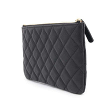 Load image into Gallery viewer, CHANEL Matelasse CC Logo Flat Pouch BlackAP3525 Caviar Leather
