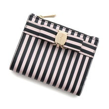 将图像加载到图库查看器中，Ferragamo Vara Ribbon Stripe Bifold Wallet Pink/Black22 0255 Leather
