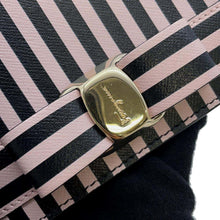 将图像加载到图库查看器中，Ferragamo Vara Ribbon Stripe Bifold Wallet Pink/Black22 0255 Leather
