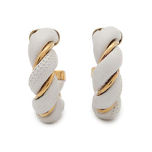 将图像加载到图库查看器中，Bottega Veneta Twist Earrings White628948 Leather Ag925
