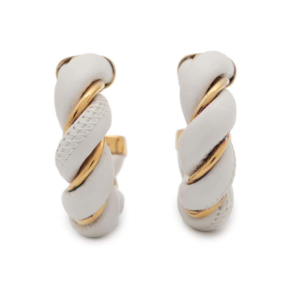 Bottega Veneta Twist Earrings White628948 Leather Ag925