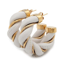 Load image into Gallery viewer, Bottega Veneta Twist Earrings White628948 Leather Ag925
