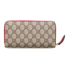 将图像加载到图库查看器中，GUCCI GG Supreme Cat Round Zip Long Wallet Beige/Red506279 GG SupremeCanvas/Leather
