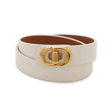 将图像加载到图库查看器中，Dior 30Montaigne Double Bracelet Size M White/BrownB1760WOMCM Leather Metal
