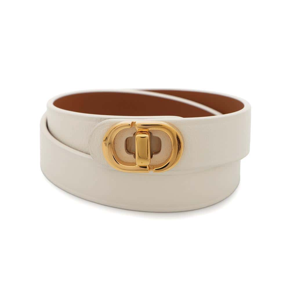 Dior 30Montaigne Double Bracelet Size M White/BrownB1760WOMCM Leather Metal