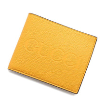 将图像加载到图库查看器中，GUCCI Embossed Logo Bifold Wallet Yellow658681 Leather
