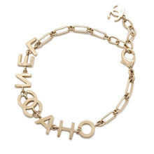 将图像加载到图库查看器中，CHANEL Logo Rhinestone Chain Bracelet GoldAB7492 Metal
