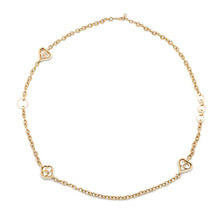 将图像加载到图库查看器中，CHANEL CC Logo Heart Motif Chain Long Necklace White/Gold Metal Lacquer
