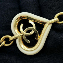 将图像加载到图库查看器中，CHANEL CC Logo Heart Motif Chain Long Necklace White/Gold Metal Lacquer
