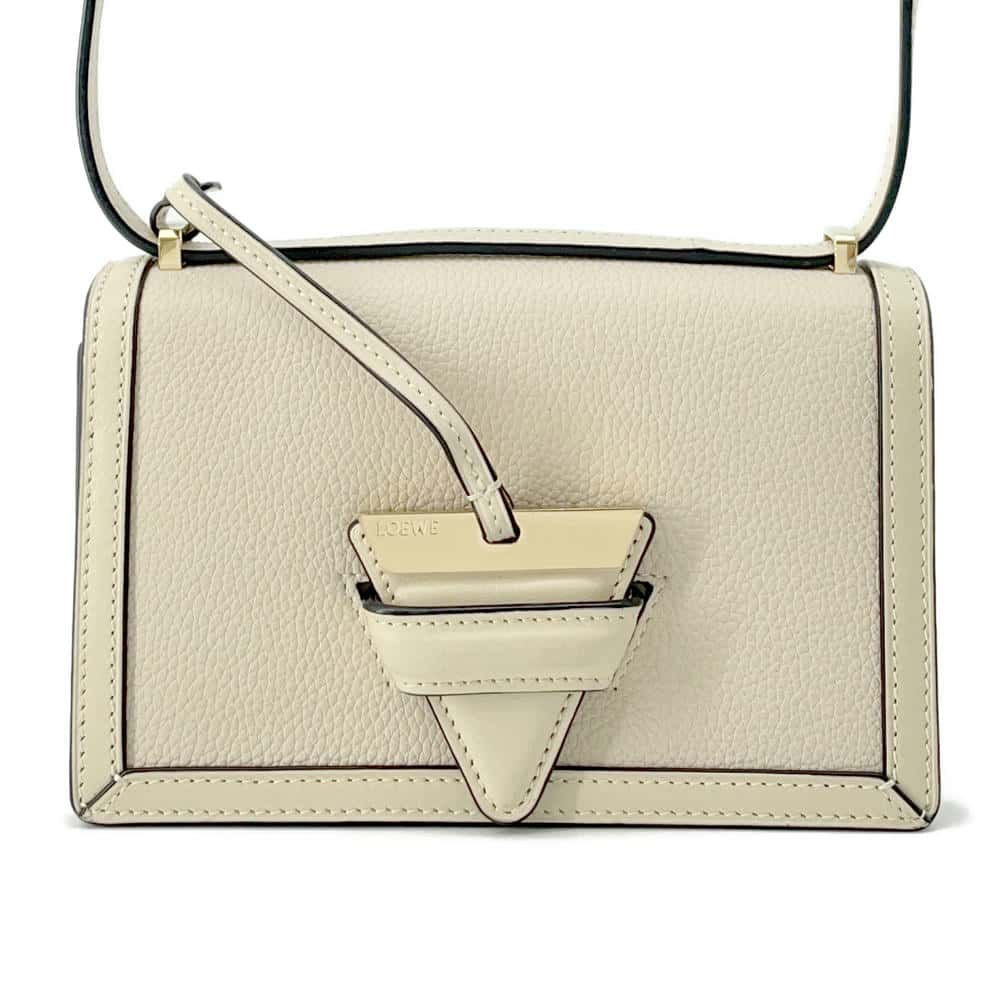 LOEWE Barcelona Shoulder Bag Ivory Leather Size Mini