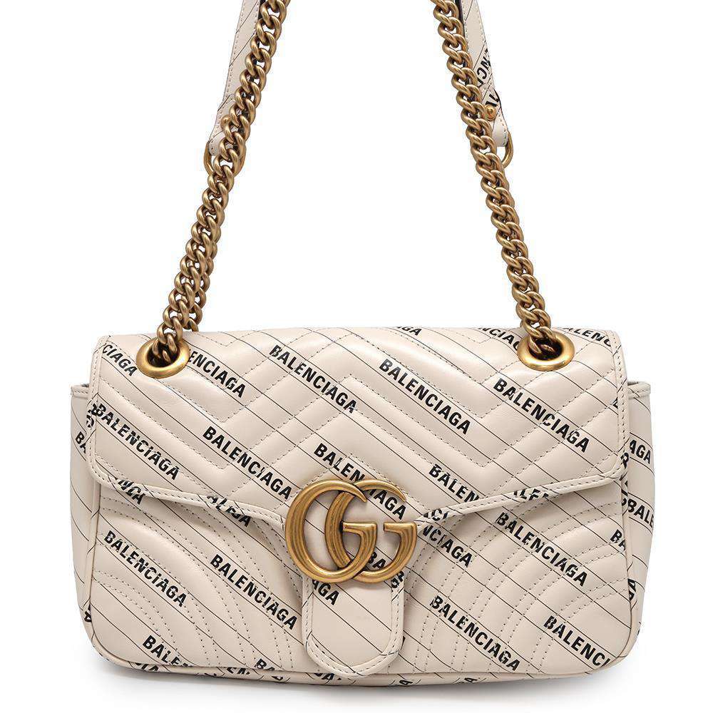 GUCCI GG Marmont Shoulder Bag Hacker Project White443497 Leather