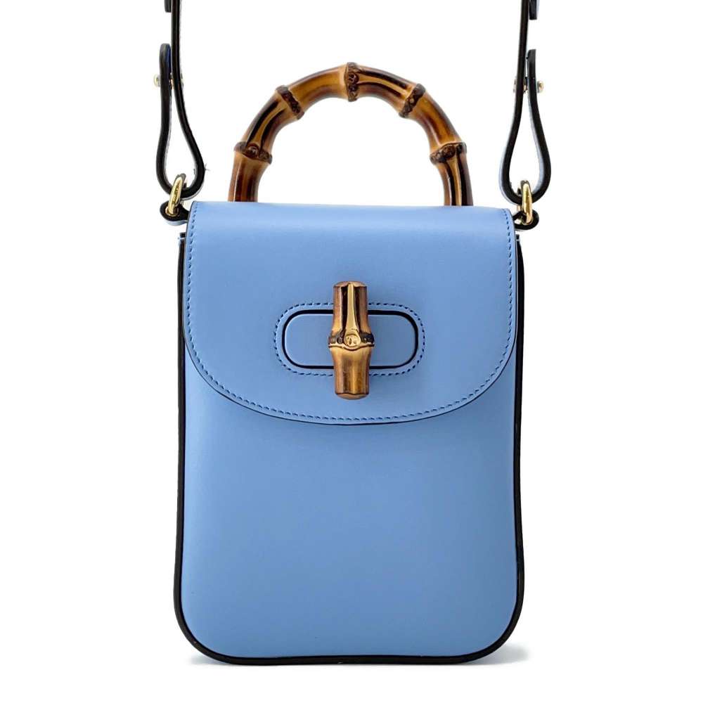 GUCCI Bamboo 2WAY Backpack Light Blue702106 Leather