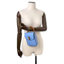 Load image into Gallery viewer, GUCCI Bamboo 2WAY Backpack Light Blue702106 Leather
