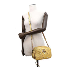 Load image into Gallery viewer, GUCCI GG Marmont Pearl Logo Shoulder Bag Gold447632 Leather Faux Pearl
