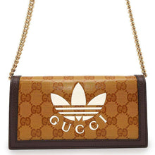 将图像加载到图库查看器中，GUCCI GG Supreme Chain Wallet Adidas Collaboration Yellow/Brown621892 PVC/Leather
