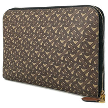 将图像加载到图库查看器中，BURBERRY TB Monogram Clutch Bag Brown8023035 PVC Coated Canvas Leather
