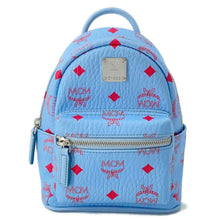 将图像加载到图库查看器中，MCM Visetos Mini Backpack Blue/Red Leather
