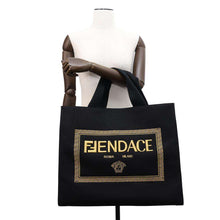 将图像加载到图库查看器中，FENDI Fendace 2WAY Tote Bag Black/Yellow7VA558 Canvas
