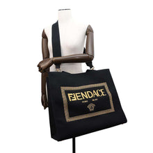 将图像加载到图库查看器中，FENDI Fendace 2WAY Tote Bag Black/Yellow7VA558 Canvas
