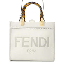 Load image into Gallery viewer, FENDI Sunshine Logo Tote Bag Off-white8BH394 Leather Size Small
