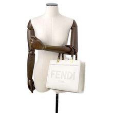 Load image into Gallery viewer, FENDI Sunshine Logo Tote Bag Off-white8BH394 Leather Size Small
