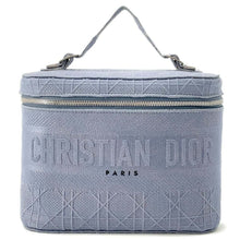 将图像加载到图库查看器中，Dior Cannage Vanity Bag Light Blue Canvas
