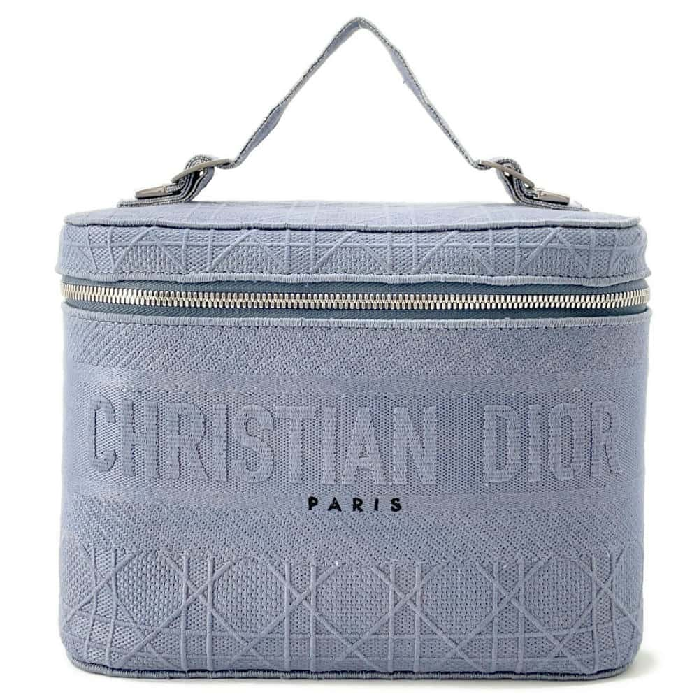 Dior Cannage Vanity Bag Light Blue Canvas