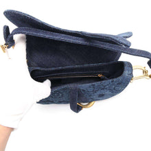 将图像加载到图库查看器中，Dior Saddle bag Navy Denim
