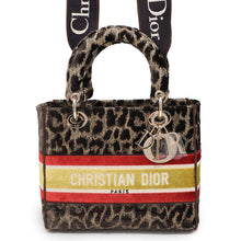 将图像加载到图库查看器中，Dior Lady Dee Light Leopard Brown/Red/Yellow Velour Size Medium
