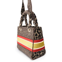 Load image into Gallery viewer, Dior Lady Dee Light Leopard Brown/Red/Yellow Velour Size Medium
