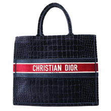 将图像加载到图库查看器中，Dior Book tote Navy/RedM1286ZTGU Velvet Size Large
