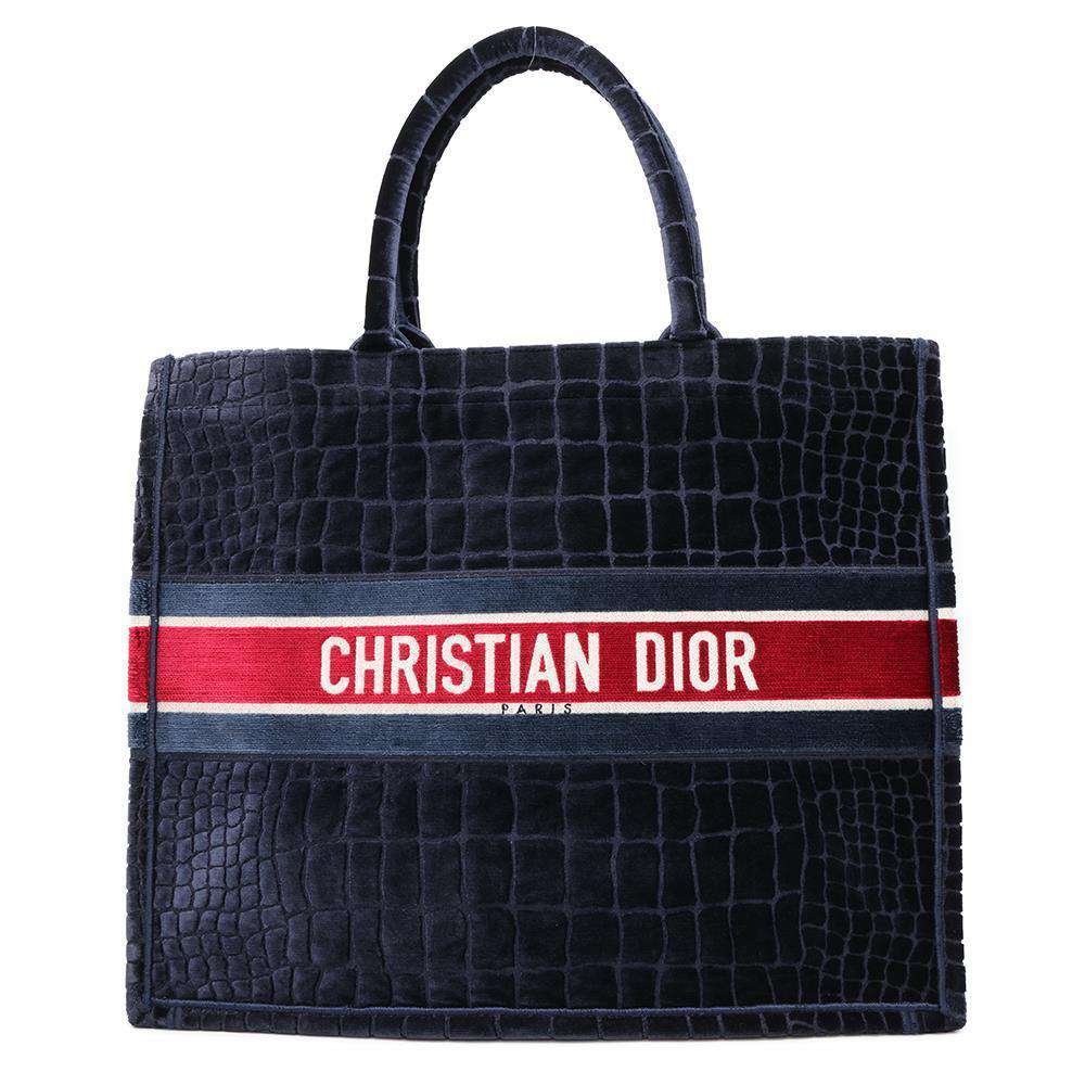 Dior Book tote Navy/RedM1286ZTGU Velvet Size Large