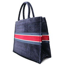 Load image into Gallery viewer, Dior Book tote Navy/RedM1286ZTGU Velvet Size Large
