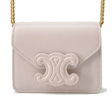 将图像加载到图库查看器中，CELINE Triomphe ChainShoulderPouch Pink Leather
