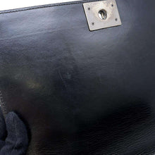 Load image into Gallery viewer, CHANEL Boy Chanel Shoulder Bag Black Shiny Calf Leather Size 28
