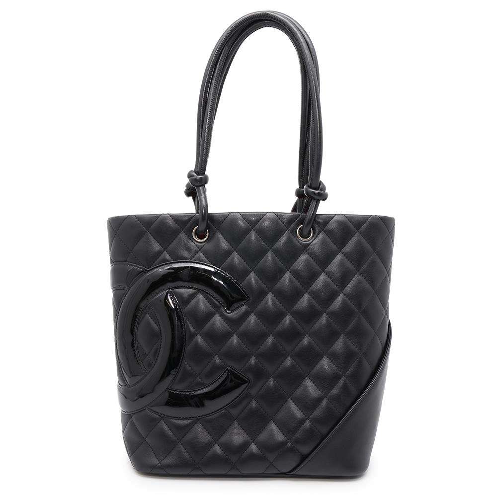 CHANEL Cambon Tote Bag BlackA25167 Leather Patent Leather Size Medium