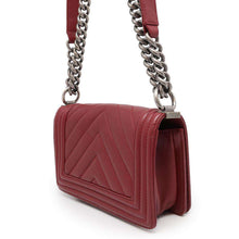 Load image into Gallery viewer, CHANEL Boy Chanel Chevron ChainShoulder Bag RedA67085 Caviar Leather Size 20
