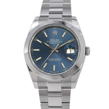 将图像加载到图库查看器中，ROLEX Datejust W41mm Stainless Steel Bright Blue Dial126300
