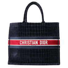 Load image into Gallery viewer, Dior Book tote Navy/RedM1286ZTGU Velvet Size Large
