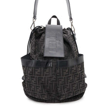 Load image into Gallery viewer, FENDI FF Jacquard Strike Backpack Black7VZ070 Canvas Leather
