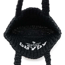 将图像加载到图库查看器中，PRADA Crochet Tote Bag Black1BG422 Raffia Size Small
