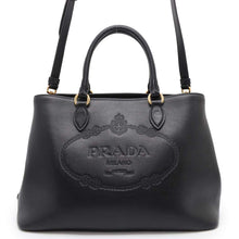 将图像加载到图库查看器中，PRADA Logo 2WAY Handbag Black1BA579 Leather
