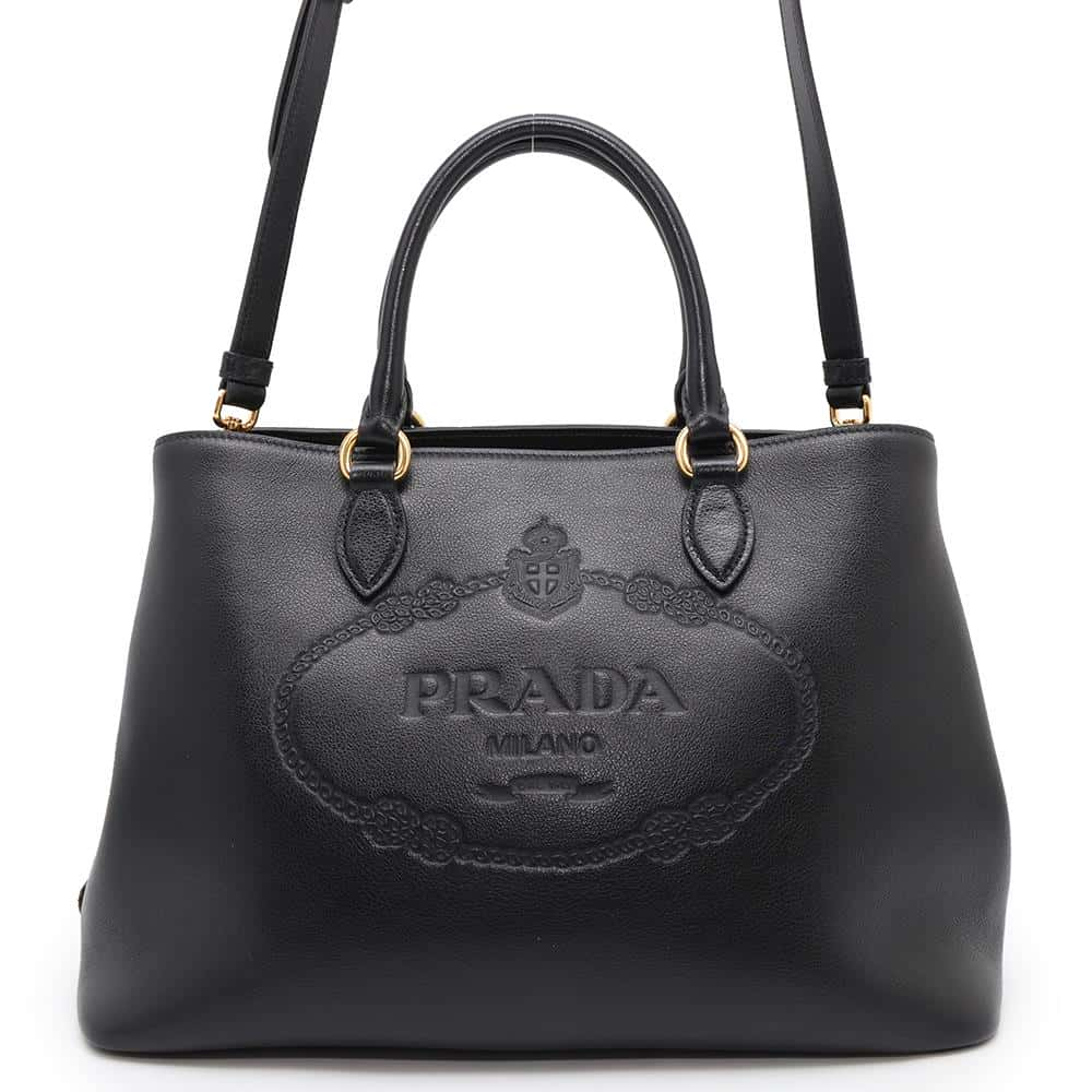 PRADA Logo 2WAY Handbag Black1BA579 Leather