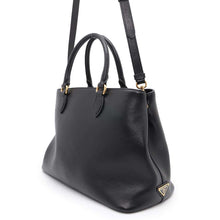 将图像加载到图库查看器中，PRADA Logo 2WAY Handbag Black1BA579 Leather
