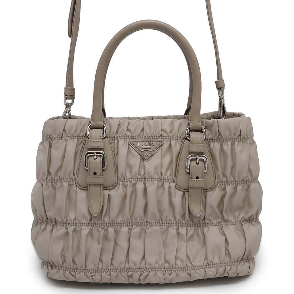 PRADA Gathered 2WAYHandbag BeigeBN2868 Nylon Leather