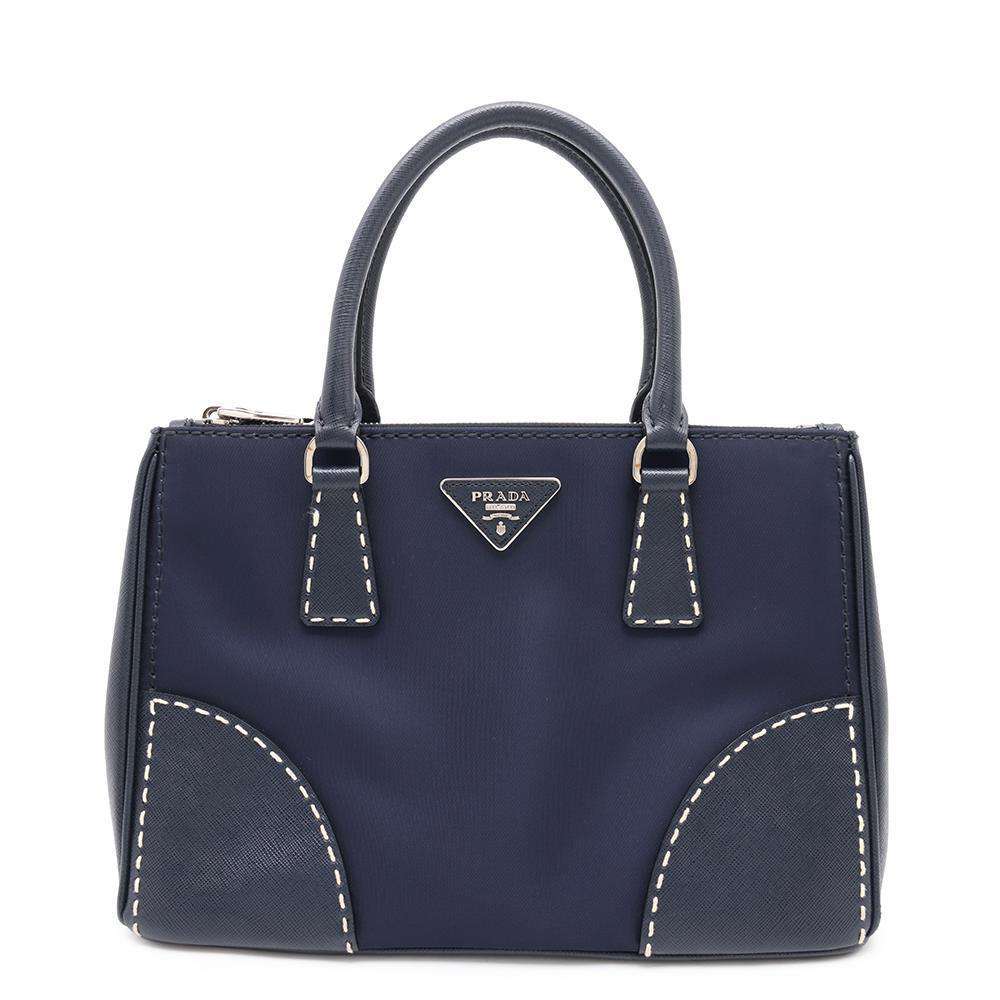 PRADA Canapa City Handbag NavyB1801K Nylon Leather