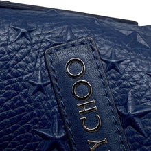 将图像加载到图库查看器中，JIMMY CHOO Sophia Star Embossed Navy Leather Size S
