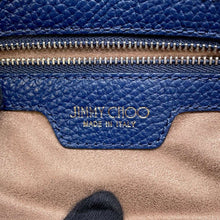 将图像加载到图库查看器中，JIMMY CHOO Sophia Star Embossed Navy Leather Size S
