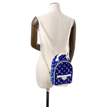 Load image into Gallery viewer, LOUIS VUITTON LV Match Palm Springs Backpack MINI Blue/WhiteM46207 Monogram・Jacquard Velvet Size Mini
